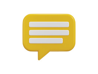 Chat message on speech bubble icon 3d rendering vector illustration