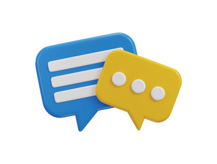Chat message on speech bubble icon 3d rendering vector illustration