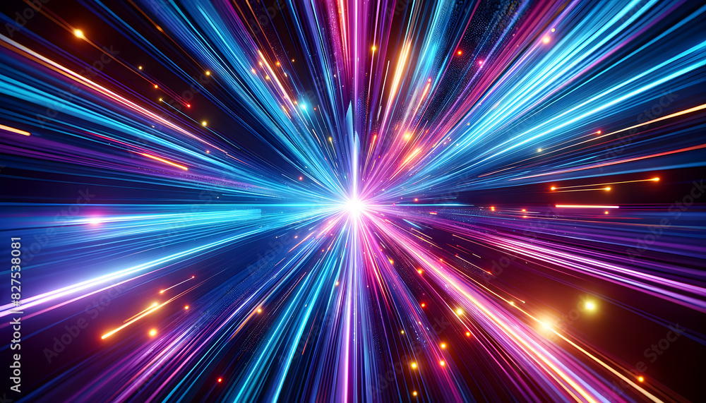 Aufkleber a burst of neon lights converging towards the center. the vibrant colors and dynamic motion create a
