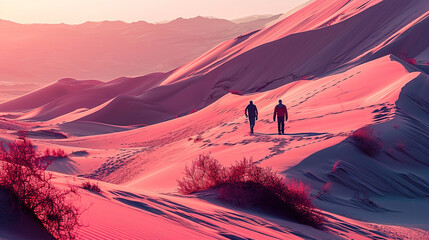 Fototapeta premium Pink Color Deserts Landscape Background