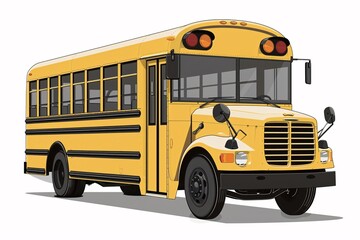 a yellow school bus with its front end