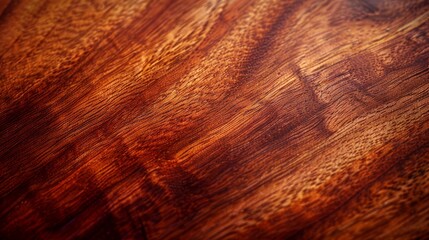 Textured Polished Mahogany Wood Surface, Detailed Close-Up Photography for Design, Print, Poster