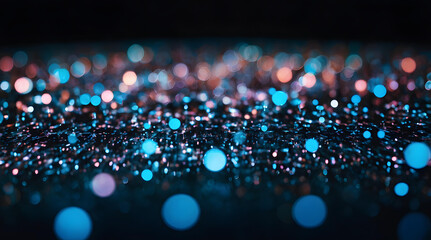 rain drops on window,, Technology in the style of bokeh, blue, dark blue - Powered by Adobe
