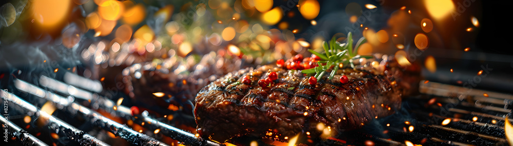 Poster high resolution photo realistic cooking class with grilling focus and glossy backdrop showcasing bar