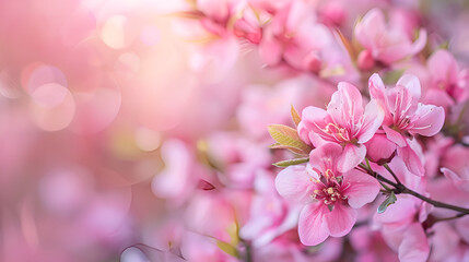 Blooming almond tree garden background, generative AI