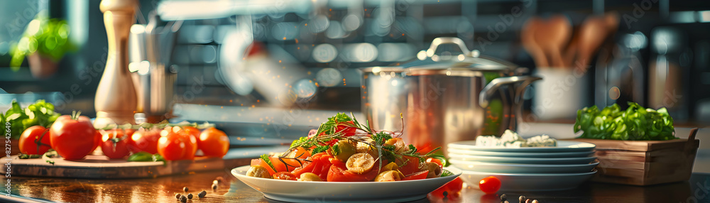 Poster photo realistic cooking class: high resolution image of appetizer focused culinary workshop with glo