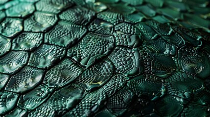 Detailed Close-Up of Green Snake Skin Texture, Perfect for Nature-Themed Designs and Backgrounds