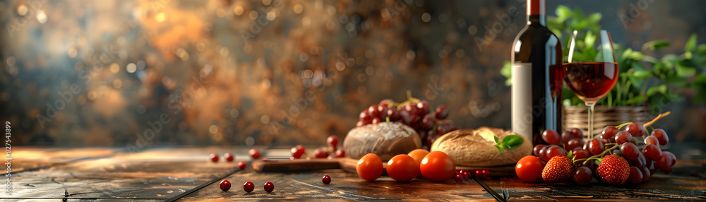 Poster culinary masterclass: elegant wine pairing cooking experience in high resolution with glossy backdro