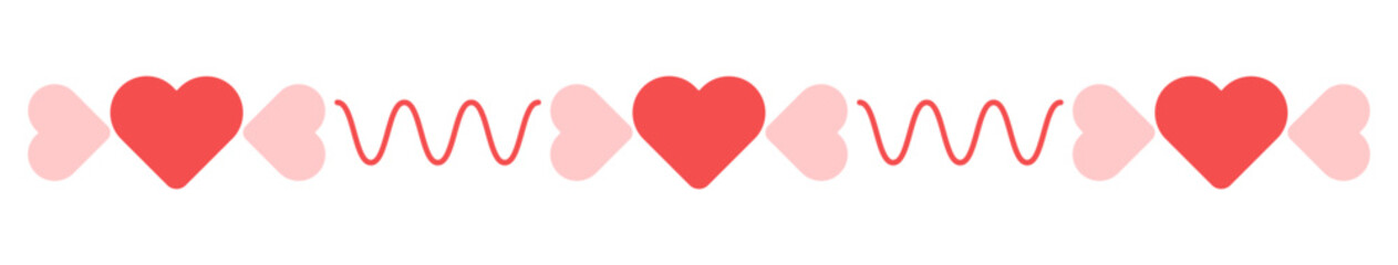 Cute red heart shape with zig zag divider separator Illustration vector