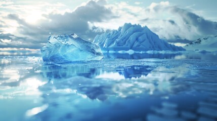 Melting ice and climate change concept, realistic image for global warming awareness