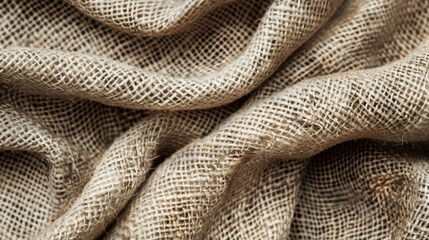 Detailed Texture of Coarse Burlap Fabric for Design and Craft Projects