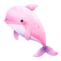Pastel Sea Animal Watercolor Clipart, Cute Whale Illustration, Nursery Underwater Animals Design 