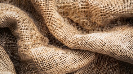 Coarse Burlap Fabric Texture in Detailed View, Ideal for Backgrounds, Design Elements, and Art Projects