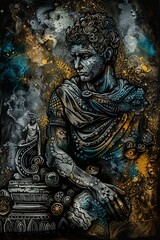Epic Abstract Stoic Figure in Ancient Mythology Portraying Stoicism Existence with Timeless Classicism and Stoical Expressionism