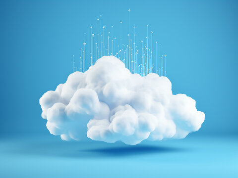 Blue background highlighting the concept of cloud computing
