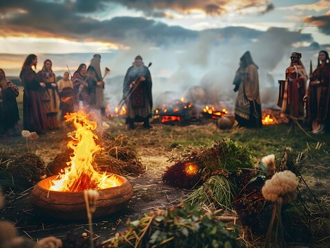 Traditional Celtic Harvest with Ritual Bonfire