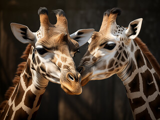 Rare and majestic, a couple of Nubian giraffes grace the savanna