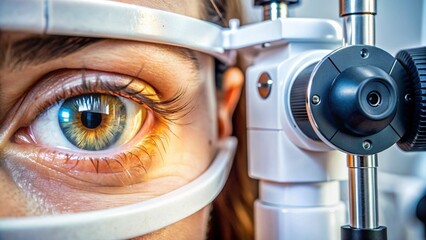 patient being examined by an ophthalmologist using special equipment, medical biomicroscope, glaucoma, cataract, myopia, clinic, vision ,ophthalmology,