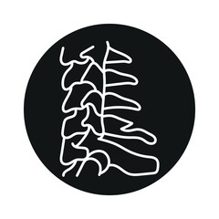 Clay-shoveler fracture line black icon. Injury of the lower cervical or upper thoracic spinous