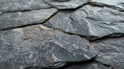 Close-up of Rough, Textured Slate Tile Surface for Architectural Design and Background Use