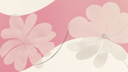 A vibrant painting depicting a colorful flower on a soft pink background