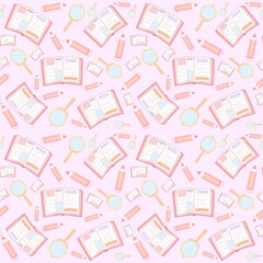 Fototapeta premium seamless pattern with book and pencil