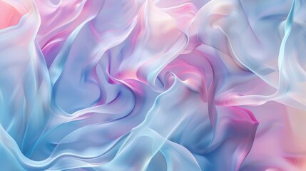 Obraz premium Abstract, fluid shapes in calming pastel colors, gently shifting forms creating a serene and soothing background, high detail, ethereal --ar 16:9 --style raw 