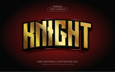 Knight 3d Gold Editable Text Effect Template Style Premium Vector