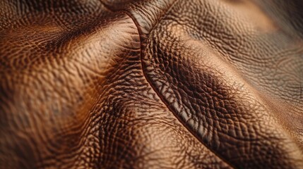 Textured Cowhide Leather Close-Up with Rich Brown and Gold Tones for Design and Craftwork Use