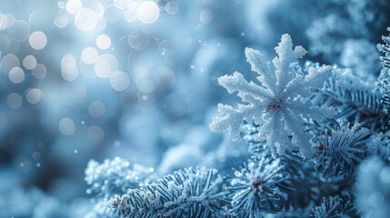 Icy blue winter sparkle with snowflakes, chilly seasonal party background