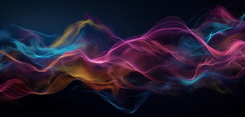 Ultra View Harmony: Colorful Particles in a Gradient Waves Background