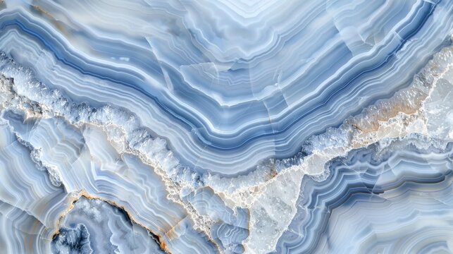 Smooth Polished Blue Lace Agate, Natural Mineral Texture, Abstract Geological Layers for Design, Poster, Print, Healing Crystal Decor