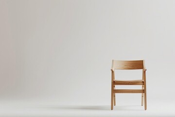 minimalist wooden chair showcased against crisp white background product photography