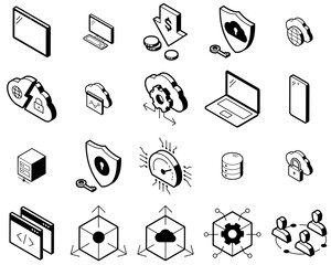 A Collection Of Trimo Cloud Computing Isolated Silhouette Solid Icons With Device,Cloud,Access,Storage,Service Infographic Simple Vector Illustration Logo