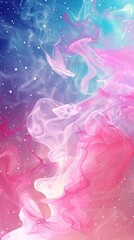 A vibrant pink and blue abstract background filled with twinkling stars