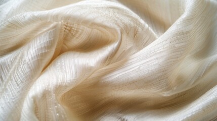 Elegant Ivory Silk Fabric with Subtle Textures, Perfect for Luxury Designs, Fashion Projects, and Art Prints
