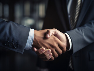Business partners shake hands, finalizing financial discussions