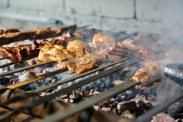 Close Up of Grilling Food on a Barbecue