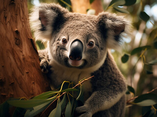 Obraz premium Serene image of a koala amidst the eucalyptus trees of Australia