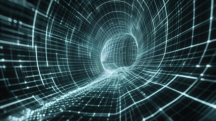 Abstract wireframe composition with a luminous plexus effect, forming a futuristic and interconnected pattern.
