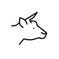 Domestic animals icons. Set of line icons on white background. Dog, sheep, rabbit, cat, cow, horse. Animals concept. Vector illustration can be used for topics like pets, farm, zoology