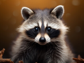 Obraz premium Close-up shot highlights the playful side of a raccoon