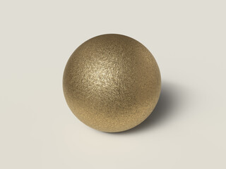 rough golden sphere with shadow. 3d render