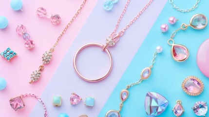 Obraz premium A collection of jewelry, including necklaces, bracelets, and earrings