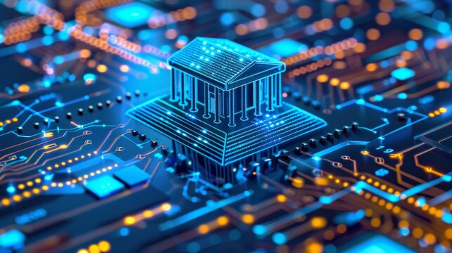 Banking Technology: digital interfaces, mobile banking apps, and secure transactions. Highlight the convenience and security of digital banking solutions.