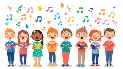 Boys and girls singing, generative AI