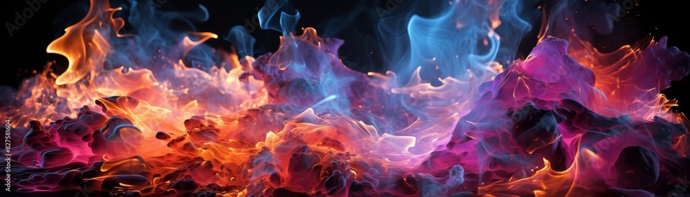 Aufkleber vivid and colorful abstract smoke and flames creating an artistic and dynamic background with blue, 