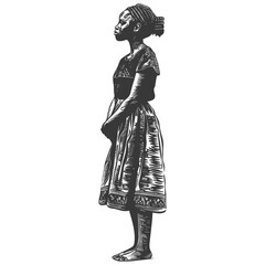 african girl alone full body black color only