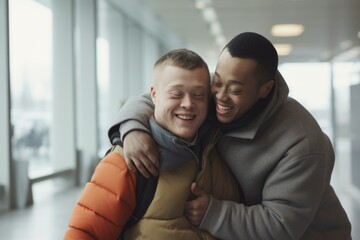 Fototapeta premium Down syndrome persona, resilience and positivity, radiant joy, genuine smile.