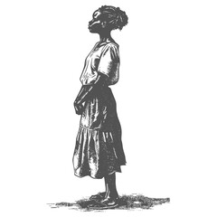 african girl alone full body black color only